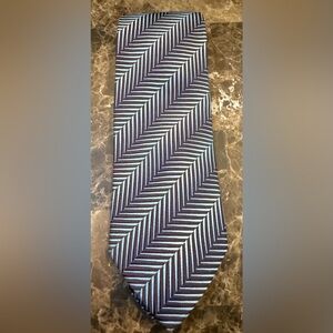 Ermenegildo Zenga. Silk Alternating Diagonal Tie. Brown, Ice Blue, Royal Purple.